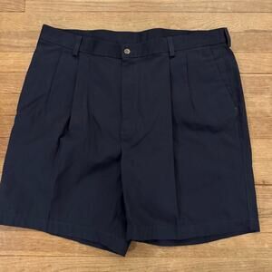 NWT Farah navy blue classic fit pleated khaki golf shorts size 40 (38)
 b23